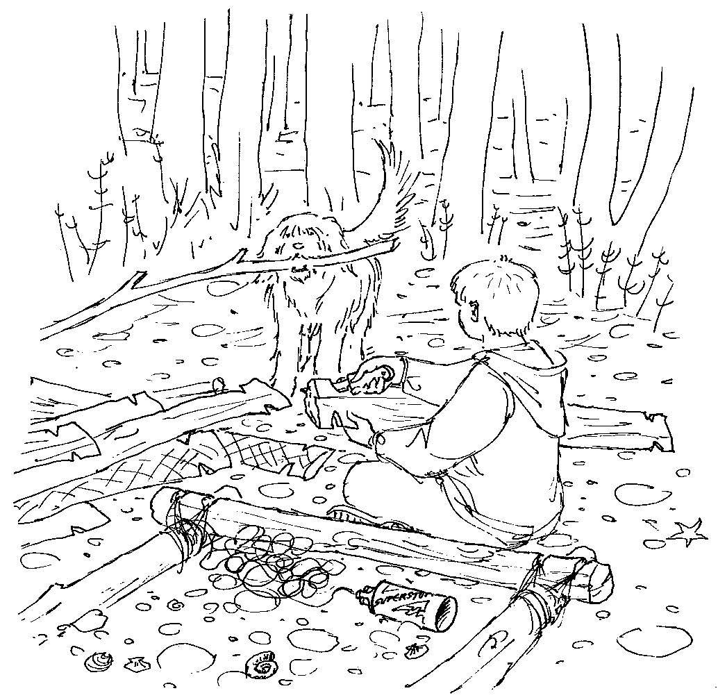 Click to download an illustration of: Building the raft