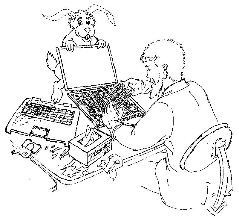 Click to download an illustration of: Professor P builds computer